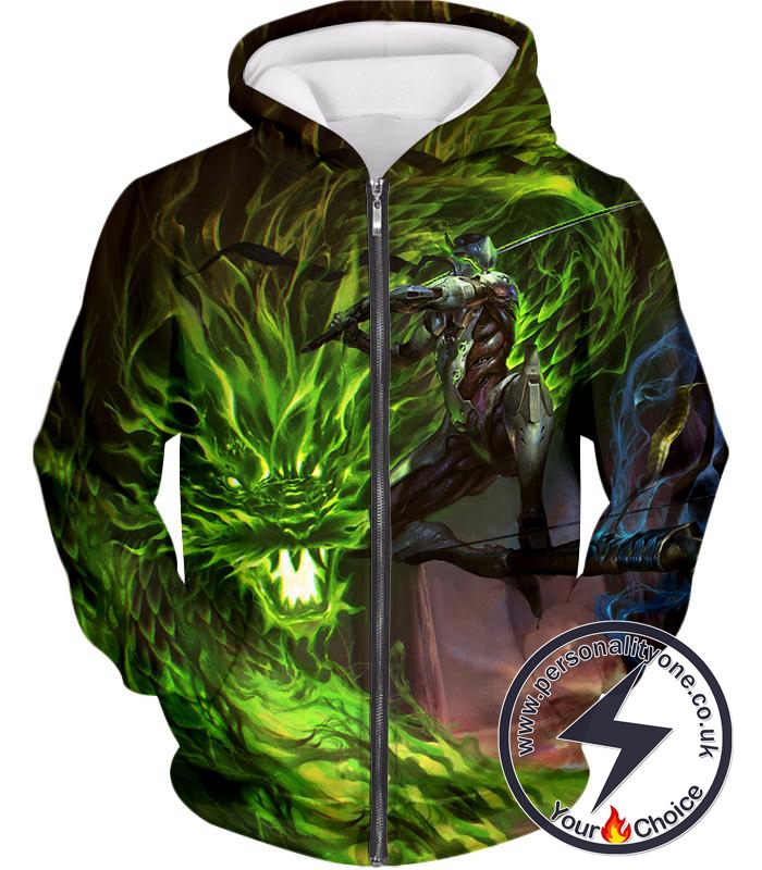 Overwatch Ultimate Fighting Ninja Cyborg Genji Zip Up Hoodie